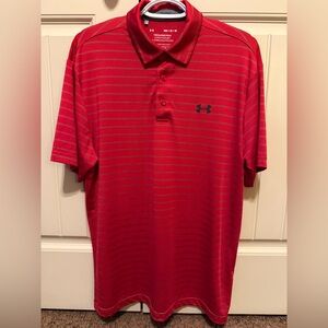Under Armour Playoff Men's Polo Shirt in Red and Gray Stripes
